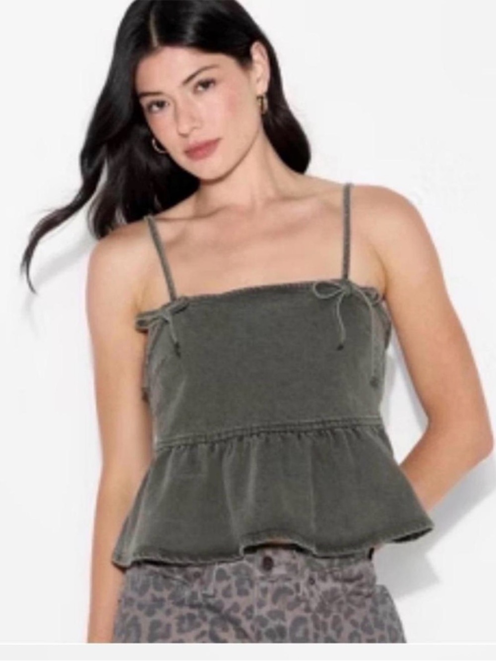 Wild Fable washed charcoal denim peplum cami top